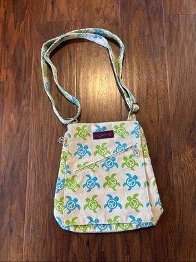 Bungalow 360 Blue & Green Turtle Print Crossbody Bag.